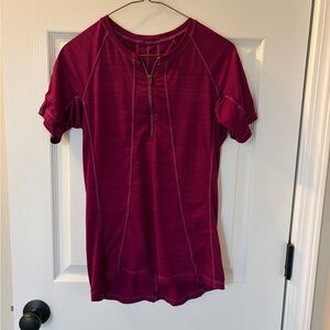 Athleta Short Sleeve Zip Top - Burgundy